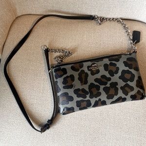 Coach Gray Cheetah print crossbody.